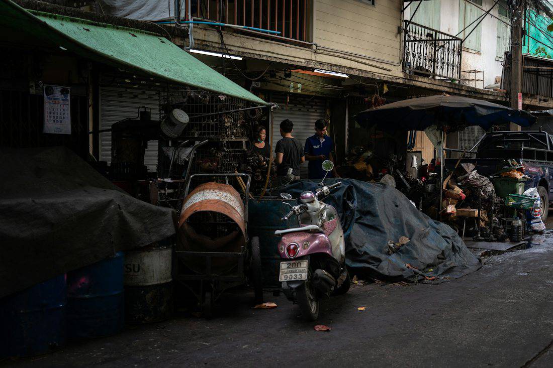 Small local market and side street in Bangkok