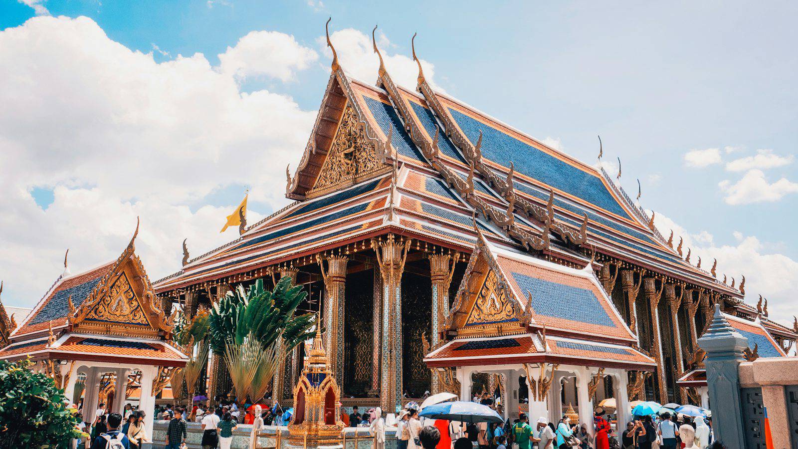 Visitors at the Temple of the Emerald Buddha in Bangkok