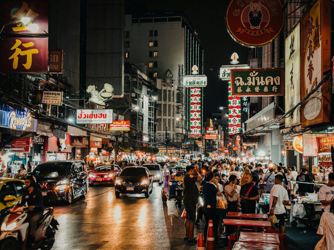 Bangkok evening street scene in Sukhumvit