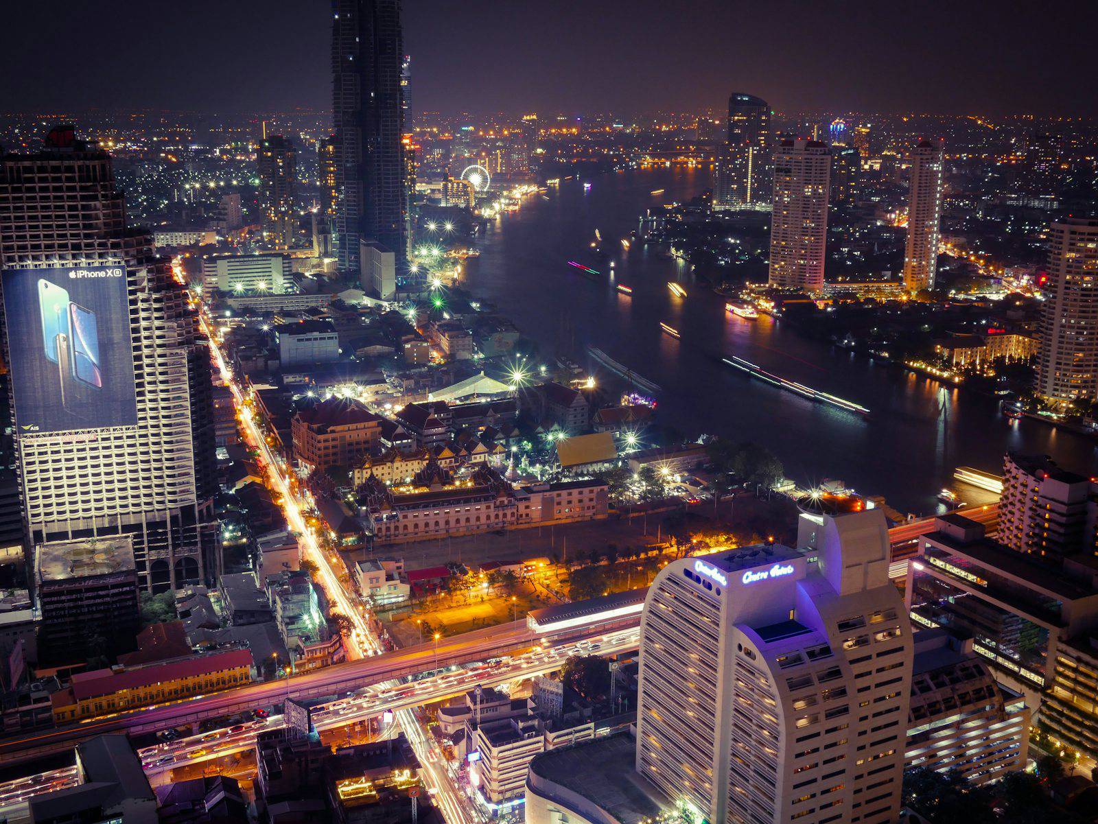 Bangkok skyline above a residential neighborhood