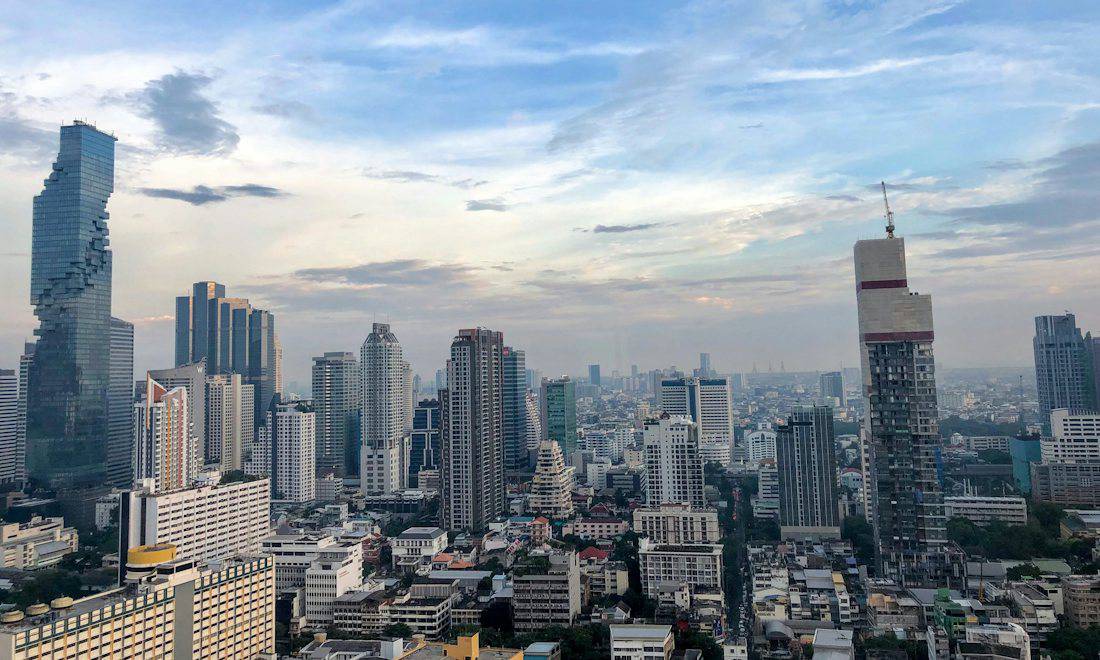 Bangkok skyline of hotel and condo towers during the day
