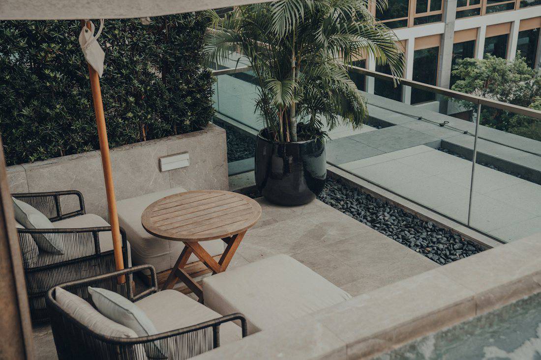 Private terrace seating at a Bangkok hotel